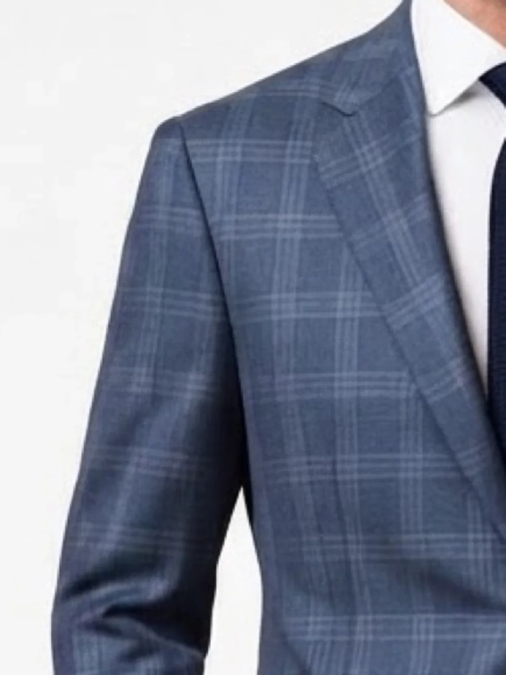 Hart Schaffner Marx Blue Plaid Two-Button Blazer Sport Coat- Worsted Wool Outer